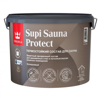 Состав защитный термостойкий для бань и саун Tikkurila Supi Sauna Protect полуматовый 9 л