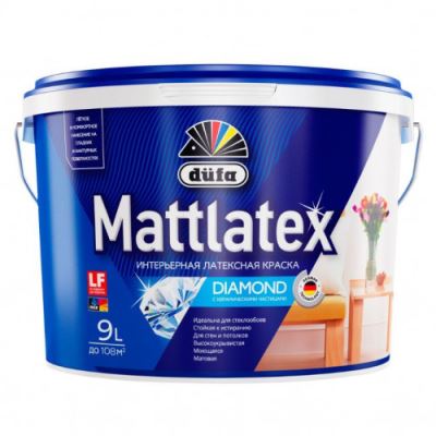 Краска для стен и потолков для влажных помещений латексная Dufa Mattlatex D100 матовая База 1 9 л