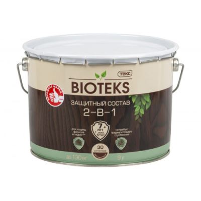 Текс BIOTEKS защитный состав 2-в-1 для наружных работ бесцветный 9 л