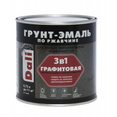Грунт-эмаль графитовая по ржавчине 3 в 1 Dali матовая 0,75 л черный