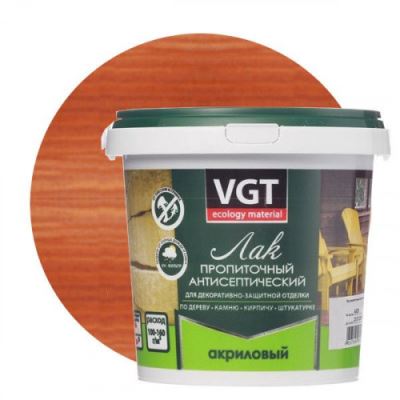Лак акриловый пропиточный с антисептиком для дерева и камня VGT цвет махагон 0,9 кг