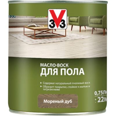 Масло-воск для пола V33 цвет моренный дуб 0,75 л