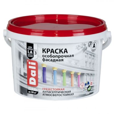 Краска фасадная особопрочная грязестойкая Dali матовая цвет база А 2,5 л