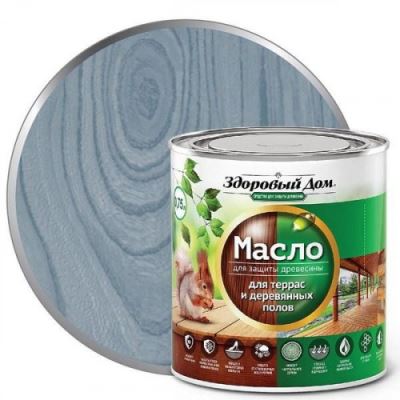 Масло для террас и деревянных полов Здоровый Дом цвет серо-голубое 0,75 л