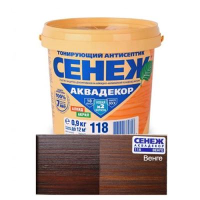 Антисептик тонирующий для дерева Сенеж «Аквадекор» цвет 118 венге 0,9 кг