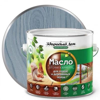 Масло для террас и деревянных полов Здоровый Дом цвет серо-голубое 1,8 л
