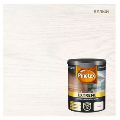 Пропитка декоративная для защиты древесины Pinotex Extreme белая полуматовая 0,9 л