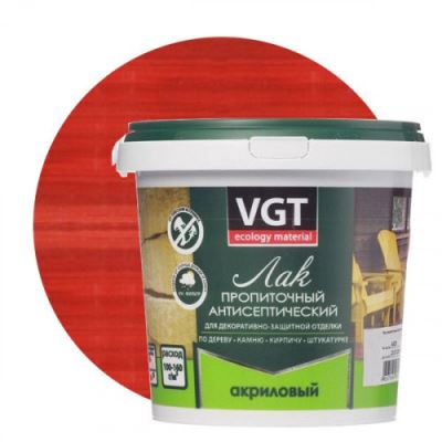 Лак акриловый пропиточный с антисептиком для дерева и камня VGT цвет вишня 0,9 кг
