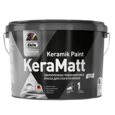 Краска для стен и потолков сверхпрочная Dufa Premium KeraMatt Keramik Paint глубокоматовая База 1 9 л