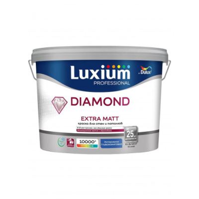 Краска для стен и потолков водно-дисперсионная Luxium Diamond Extra Matt глубокоматовая база BW 9 л