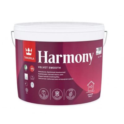 Краска акрилатная стойкая к мытью Tikkurila Harmony глубокоматовая база C 9 л