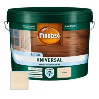 Пропитка защитная для дерева Pinotex Universal 2 в 1 берёза 9 л
