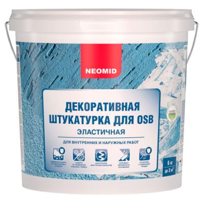 Декоративная штукатурка для плит OSB эластичная Neomid цвет морская волна 6 кг
