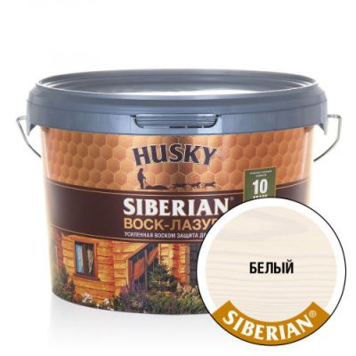 Акриловый антисептик по дереву Husky Siberian Воск-лазурь цвет белый 2,5 л
