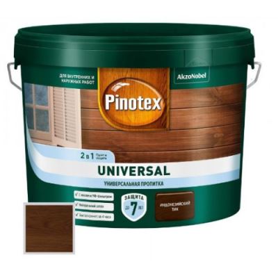 Пропитка защитная для дерева Pinotex Universal 2 в 1 индонезийский тик 9 л