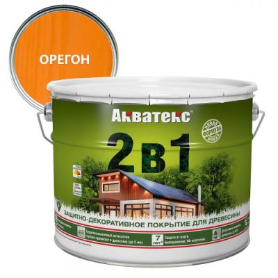 Защитно-декоративное алкидное покрытие для дерева Акватекс 2 в 1 полуматовое цвет орегон 9 л