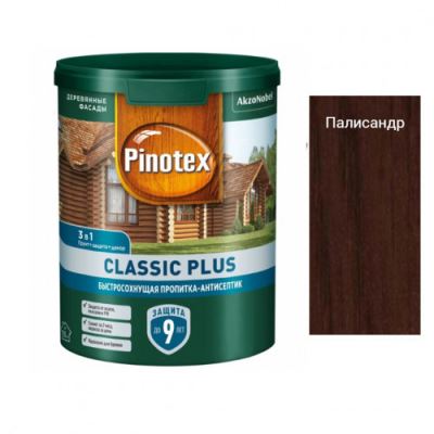 Пропитка декоративная для защиты древесины Pinotex Classic Plus 3 в 1 палисандр 0,9 л