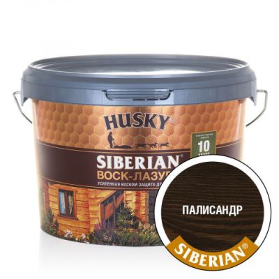 Акриловый антисептик по дереву Husky Siberian Воск-лазурь цвет палисандр 2,5 л