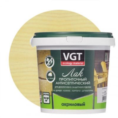 Лак акриловый пропиточный с антисептиком для дерева и камня VGT цвет сосна 0,9 кг