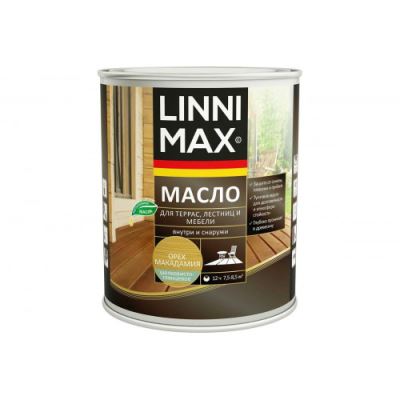 Масло для террас, лестниц, мебели LINNIMAX (ALPINA) на основе льняного тунгового масла, орех макадамия 9 кг