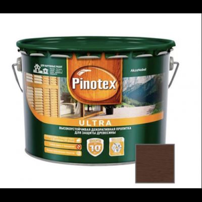 Пропитка декоративная для защиты древесины Pinotex Ultra AWB полуглянцевая тик 9 л
