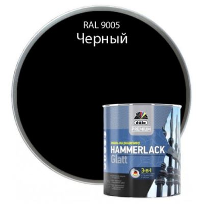 Эмаль на ржавчину Dufa Premium Hammerlack 3-в-1 гладкая RAL 9005 черная 0,75 л