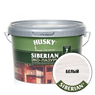 Акриловый антисептик для дерева полуматовый Husky Siberian Эко-Лазурь цвет белая 2,5 л
