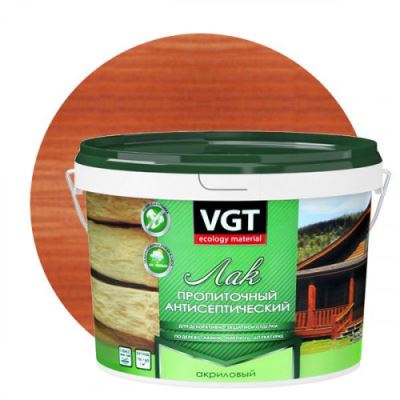 Лак акриловый пропиточный с антисептиком для дерева и камня VGT цвет махагон 2,2 кг