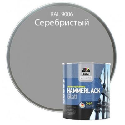 Эмаль на ржавчину Dufa Premium Hammerlack 3-в-1 гладкая RAL 9006 серебристая 0,75 л