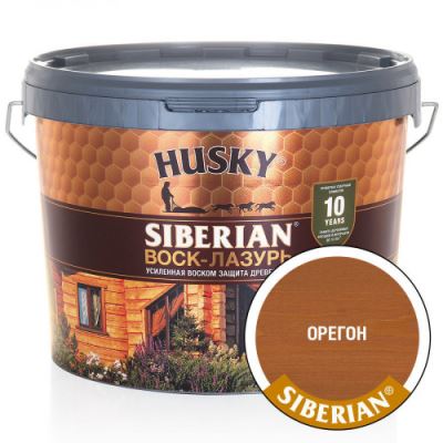 Акриловый антисептик по дереву Husky Siberian Воск-лазурь цвет орегон 9 л