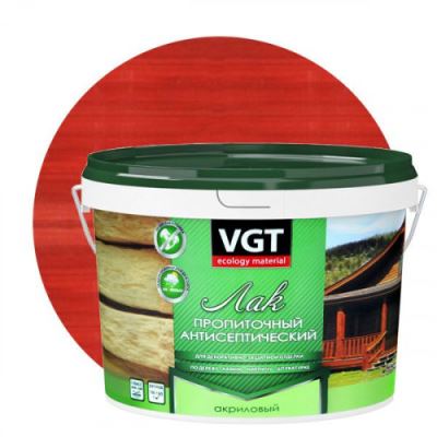 Лак акриловый пропиточный с антисептиком для дерева и камня VGT цвет вишня 2,2 кг