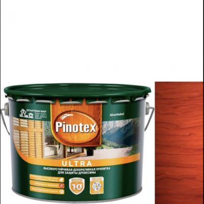 Пропитка декоративная для защиты древесины Pinotex Ultra AWB полуглянцевая красное дерево 9 л