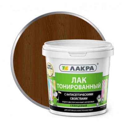 Лак тонированный с антисептическими свойствами Лакра цвет орех 0,9 кг