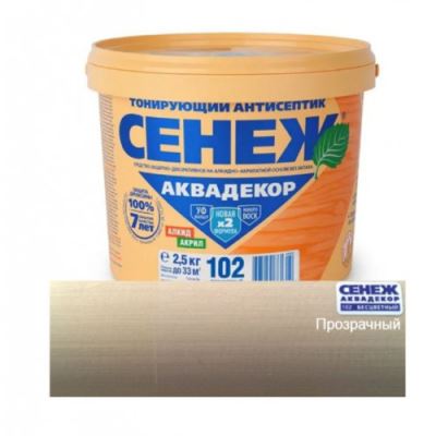 Антисептик тонирующий для дерева Сенеж «Аквадекор» цвет 102 бесцветный 2,5 кг