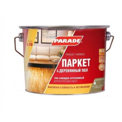Лак паркетный алкидно-уретановый полуматовый Parade L10 Паркет и Деревянный пол 2,5 л