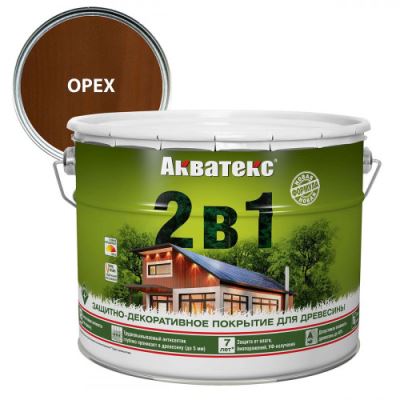 Защитно-декоративное алкидное покрытие для дерева Акватекс 2 в 1 полуматовое цвет орех 9 л