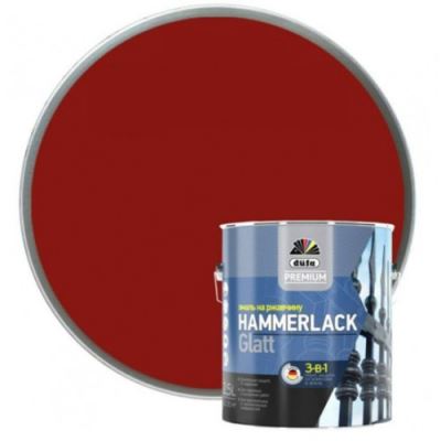 Эмаль на ржавчину Dufa Premium Hammerlack 3-в-1 гладкая RAL 3005 вишня 2,5 л