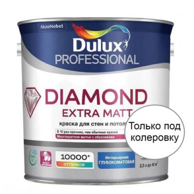 Краска для стен и потолков водно-дисперсионная Dulux Diamond Extra Matt глубокоматовая База BC 2,25 л