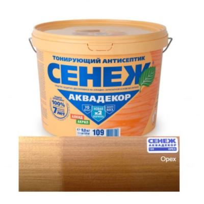 Антисептик тонирующий для дерева Сенеж «Аквадекор» цвет 109 орех 9 кг