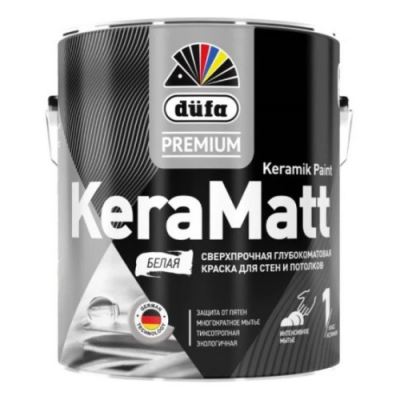 Краска для стен и потолков сверхпрочная Dufa Premium KeraMatt Keramik Paint глубокоматовая База 1 0,9 л