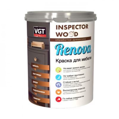 Краска для мебели полиуретановая полуматовая VGT супербелая база А 1 кг