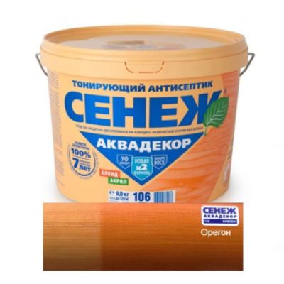 Антисептик тонирующий для дерева Сенеж «Аквадекор» цвет 106 орегон 9 кг