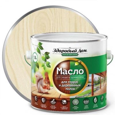 Масло для террас и деревянных полов Здоровый Дом цвет слоновая кость 1,8 л
