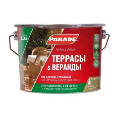 Лак алкидно-уретановый глянцевый Parade L25 Террасы и Веранды 2,5 л