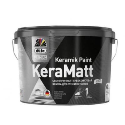 Краска для стен и потолков сверхпрочная Dufa Premium KeraMatt Keramik Paint глубокоматовая База 1 2,5 л